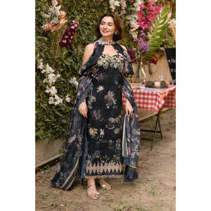 Asifa & Nabeel Gulkari Summer'25 Meadow Breeze Chiffon GKL-02 Halter Collar TC-1341 para Primavera/Verano - Product Image 1