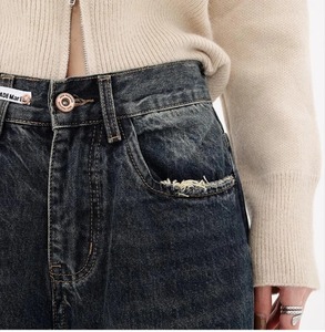 Nouveau Design élégant plaine Baggy pantalon haut tendance 100% coton élégant femmes pantalon qualité supérieure lavé Denim pantalon - Product Image 6