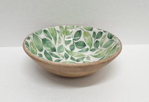 Tazón de cocina de madera y trabajo de Meena con diseño floral, cuenco de mesa de madera maciza de forma redonda de calidad de lujo, cuenco para servir hecho a mano - Product Image 2