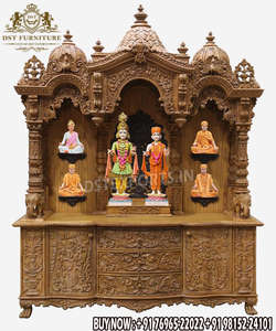 Temple sculpté à la main polonais brun pour la maison Temple en bois massif fait à la main/Puja Ghar Mandir en bois de teck brillant pour la maison personnaliser le Royaume-Uni - Product Image 4