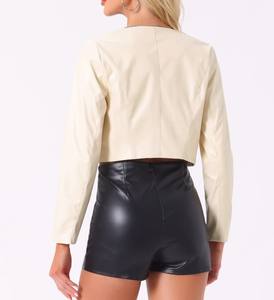 Veste en cuir automne-hiver personnalisée pour femmes avec col tournant solide manches complètes et doublure en satin respirant - Product Image 4