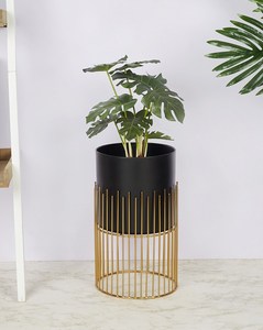 Gold and Black Metal <b>Planters</b> and Pot <b>Large</b> Enamel pots With Stand Wholesale Garden Supplies Garden Pots and Plant stand - Product Image 5