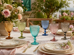 Set di 6 Calici Multicolore |   Ginkgo di Excelsa |   Capacità 35 cl |   Fatto a mano |   Vetro Colorato Adesivo |   Design Vintage - Product Image 3