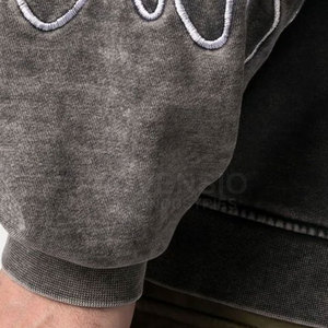 Sudadera con capucha de lavado ácido para hombre de calidad premium moda 100% algodón patrón sólido cuello con capucha ropa de invierno de talla grande - Product Image 6