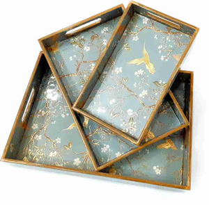 Bandeja de madera, bandejas coleccionables, Bandejas para servir para el desayuno hechas a mano, bandejas rectangulares para mesa de comedor para cualquier ocasión pequeña - Product Image 1