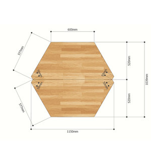 Minimalist Wood AA Diameter Dining <b>Table</b> HBLG012 L-Shape with Metal Legs 6 Seating Capacity 115x104x75cm - Product Image 6
