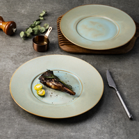 Assiettes en porcelaine robustes YAYU pour hôtels, style vintage chinois, avec glaçure verte, assiettes à pâtes et assiettes à soupe en céramique pour restaurants - Vente en gros directe usine