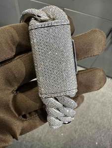 VVS Moissanite Bracelet en argent sterling 925 24MM 8 pouces plaqué or blanc - Product Image 2