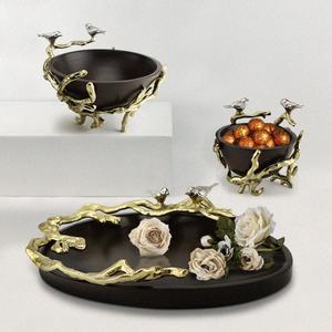 ชามเสิร์ฟถั่วทำจากไม้พร้อมขาตั้งโลหะสำหรับร้านอาหารและโต๊ะในครัวของโรงแรมชามซุปพร้อมขาตั้งจานกลมทำจากไม้ - Product Image 3