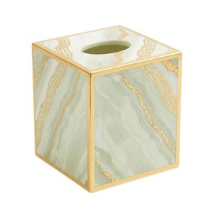 Soporte de caja de pañuelos de mármol de resina, cubierta de pañuelos de lujo de diseño elegante para el hogar, oficina, baño, sala de estar, soporte decorativo elegante - Product Image 4