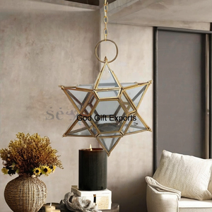 Candelabros y tarros de cerámica de estrella colgante redonda elegante para interiores y exteriores decorativos para el hogar para Navidad - Product Image 1