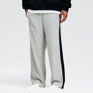 Streetwear personnalisé pour hommes Pantalon évasé baggy rayé à jambes larges Style décontracté Double taille lourde épaisse surdimensionnée en toile durable - Product Image 4