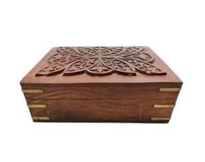 Gran oferta, caja de madera moderna hecha a mano de lujo, artesanías de madera personalizadas con diseño único, caja de madera tallada a mano barnizada de alta calidad - Product Image 4