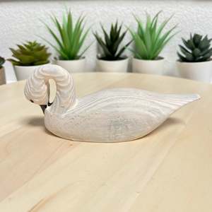 YEEYAYA intagliato a mano bianco statua di legno cigno e figurine di bambù e artigianato in legno per la decorazione di casa animali selvatici camera decorazione - Product Image 2