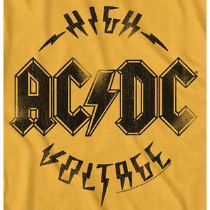 T-shirt Grafica Oversize ACDC High Voltage da Uomo American Classics, 100% Cotone Jersey, Stampa Serigrafica Gialla, Taglia XX Large - Product Image 3