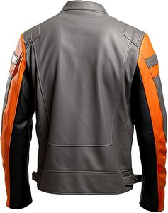 Moto หนังแกะแท้สีน้ำตาลสำหรับผู้ชาย, เสื้อแจ็คเก็ตหนังสำหรับผู้ขับขี่แบบรูดซิปไม่สมมาตรปกเสื้อหนังกันน้ำ - Product Image 6