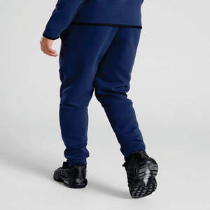 Logo de marque personnalisé 69% coton 31% polyester bleu garçons Tech polaire survêtement fermeture éclair complète à capuche Joggers pantalons de survêtement survêtement - Product Image 5