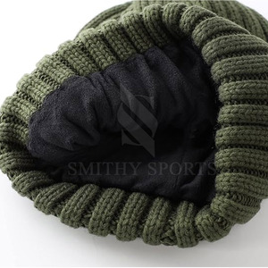 High Quality Trendy Winter Knitted SMITHY Sports 100% Cotton Custom Logo Printing Breathable Waterproof Adjustable Beanies - Product Image 5