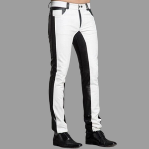 กางเกงแฟชั่นผ้ายืดสำหรับผู้ชาย, กางเกงแฟชั่นสไตล์สตรีทแวร์ระบายอากาศได้ดีกางเกงหนังสำหรับผู้ชาย - Product Image 1