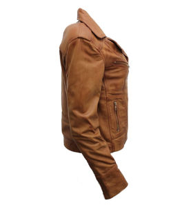 Chaqueta de cuero genuino para mujer personalizada 2026 de alta calidad, chaqueta ajustada de cuero natural - Product Image 3