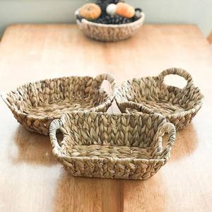 Plateaux de service décoratifs en jacinthe d'eau tissés à la main, écologiques, avec poignées, multi-usages, personnalisables, faits à la main, pour le stockage des aliments - Product Image 6