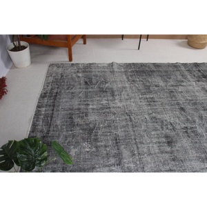 Tapis vintage 5,6 x 9 pieds, grand tapis turc, tapis persan gris et noir - Product Image 4