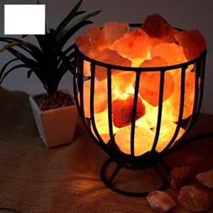 Cesta de barra de hierro redonda alta del Himalaya con trozos de sal en tamaños personalizados, lámpara de sal de cristal del Himalaya, lámpara de sal del Himalaya - Product Image 5