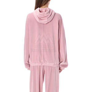 New Design 2026 Zipper <b>Women</b> <b>Velour</b> Hooded <b>Tracksuit</b> Set Slim Fit Casual <b>Women</b> <b>Tracksuit</b> - Product Image 2