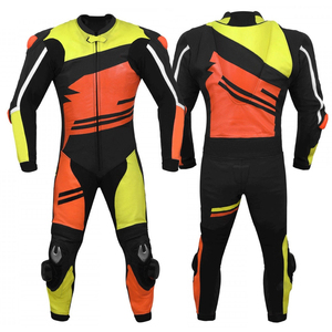 New 2026 Safety High Quality Adjustable Sleeve Windproof Motorcycle <b>Motorbike</b> Racing Suit Screen Printed Genuine Leather - Product Image 1