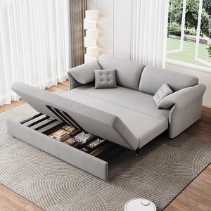 Modern Minimalist Sectional <b>Sofa</b> Bed Multi-functional Fabric Villa Living Room Furniture Set with <b>Cream</b> Color - Product Image 4