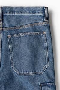 Pantalones vaqueros cargo holgados de calidad superior para hombre, ropa de calle de cintura alta azul vaquero rígido de algodón, pierna redondeada, tobillo apilado, precio al por mayor - Product Image 3