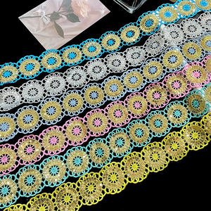 Stile etnico in pizzo solubile in acqua accessori di abbigliamento con 22 colori 4.5cm codice a barre con paillettes per stili di moda - Product Image 4