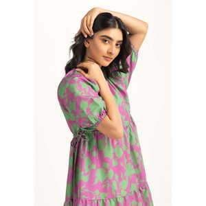 Robe décontractée d'été en coton pour femme WM-DRS-SS25-204, imprimé floral vintage, motif 3D, taille XL, coupe ajustée, haute qualité - Product Image 4