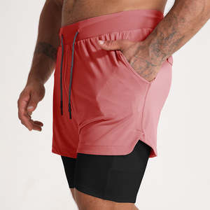 Short de musculation 2 en 1 Short de sport pour homme Active Wear Short de gymnastique à séchage rapide pour homme avec poche zippée - Product Image 3