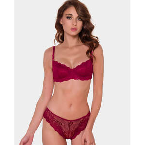 Ensemble soutien-gorge et culotte pour femmes 285, haute qualité, doux, avec armatures, dentelle, sans rembourrage, soutien-gorge triangle, décoration en nœud, noir/bleu/bordeaux/ecru, tailles - Product Image 3