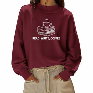 Sudadera de Cuello Alto Holgada de Invierno para Mujer, 100% Algodón, 360g, Impresión Personalizada, Ecológica y Transpirable - Product Image 4