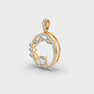 Pendentif élégant en émeraude ronde de culture et diamant taille poire en or jaune, blanc ou rose 18 carats, plaqué rhodium tendance, certifié IGI - Product Image 3