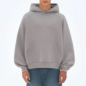 Sudadera con capucha para hombre al por mayor de la mejor calidad Sudadera con estampado personalizado de peso pesado String less Sudadera con capucha negra para hombre Boxy Fit Plain - Product Image 1