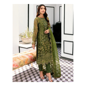 Shalwar kameez-ชุดเดรสแฟนซีสไตล์ใหม่สำหรับผู้หญิงเสื้อคลุมงานแต่งงาน - Product Image 4