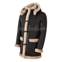 B3 veste en cuir de mouton véritable manteau de Parka en cuir de peau de mouton avec capuche en fausse fourrure détachable hiver veste en cuir chaud garçons
