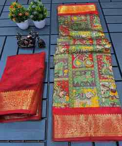 Saree en soie de créateur pour femme avec tissage Banarasi exclusif et look élégant pour la fête de mariage - Product Image 2