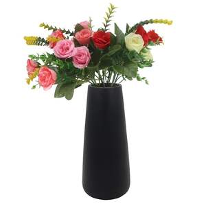 แจกันดอกไม้สไตล์อเมริกันสีดำเต็มรูปแบบสีสันสดใสตกแต่งบ้านขี้เถ้าขายส่ง - Product Image 1