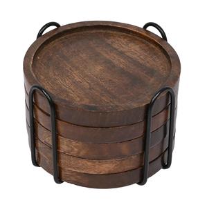 Sous-verres en bois d'acacia avec support Table absorbante pour boissons pour la fabrication de tables en bois Style classique - Product Image 3