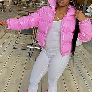 Chaqueta Corta Acolchada para Mujer, Chaqueta Corta con Cierre Brillante para Invierno, Abrigo Acolchado Ligero y Cálido para Clima Frío - Product Image 5