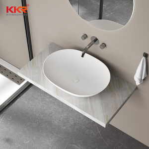 Unité de bassin de comptoir de salle de bains d'hôtel petit évier de navire de salle de bains bassin de surface solide blanc - Product Image 2