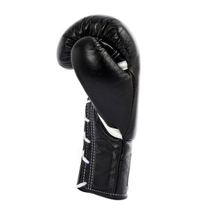 Gants de boxe professionnels en cuir véritable de vachette, couleur noire, à lacets, très demandés, pour la boxe et la salle de sport - Product Image 6