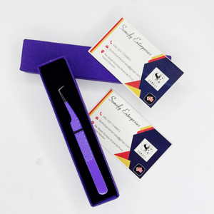 Pinzas para pestañas de volumen de acero inoxidable de 90 grados mejor calificadas Bota delgada con aislamiento de punta de fibra Extensión de pestañas sostenible - Product Image 1