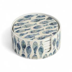 ชุดจานรองแก้วทำมือจากเปลือกหอยมุก สำหรับป้องกันโต๊ะกาแฟและชา พร้อมตกแต่งบ้านอย่างหรูหรา โดยช่างฝีมือผู้เชี่ยวชาญ - Product Image 3