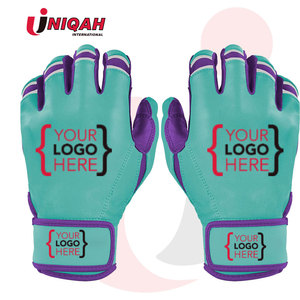 Guantes de bateo de béisbol profesionales en cuero con cierre atado Mano de dedo completo - Product Image 1