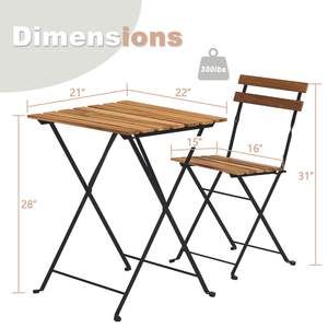 Juego de sillas de mesa de té de madera de hierro informal, Banco de Patio plegable de tres piezas para supermercado, Hospital, escuela, patio, gimnasio al aire libre - Product Image 2